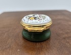 Alastor Enamels England Green Floral Enamel Hinged Pill Box "Too rich" Trinket — photo 5