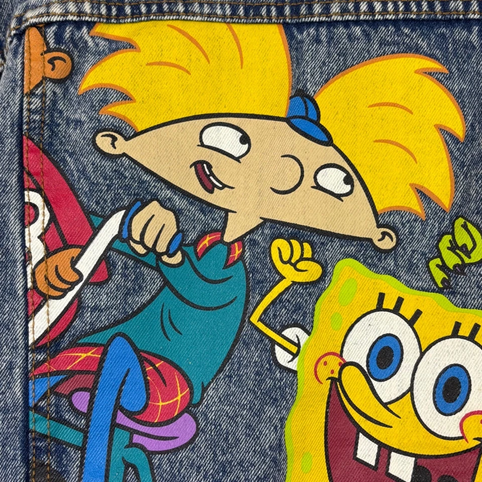 Members Only Nickelodeon Jean Denim Jacket 2XL Rugrats Hey Arnold SpongeBob - Image 4 of 4