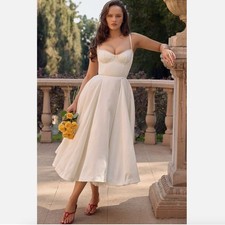HOUSE OF CB Mademoiselle White Tulle Midi Dress S D-DD Cup NWOT