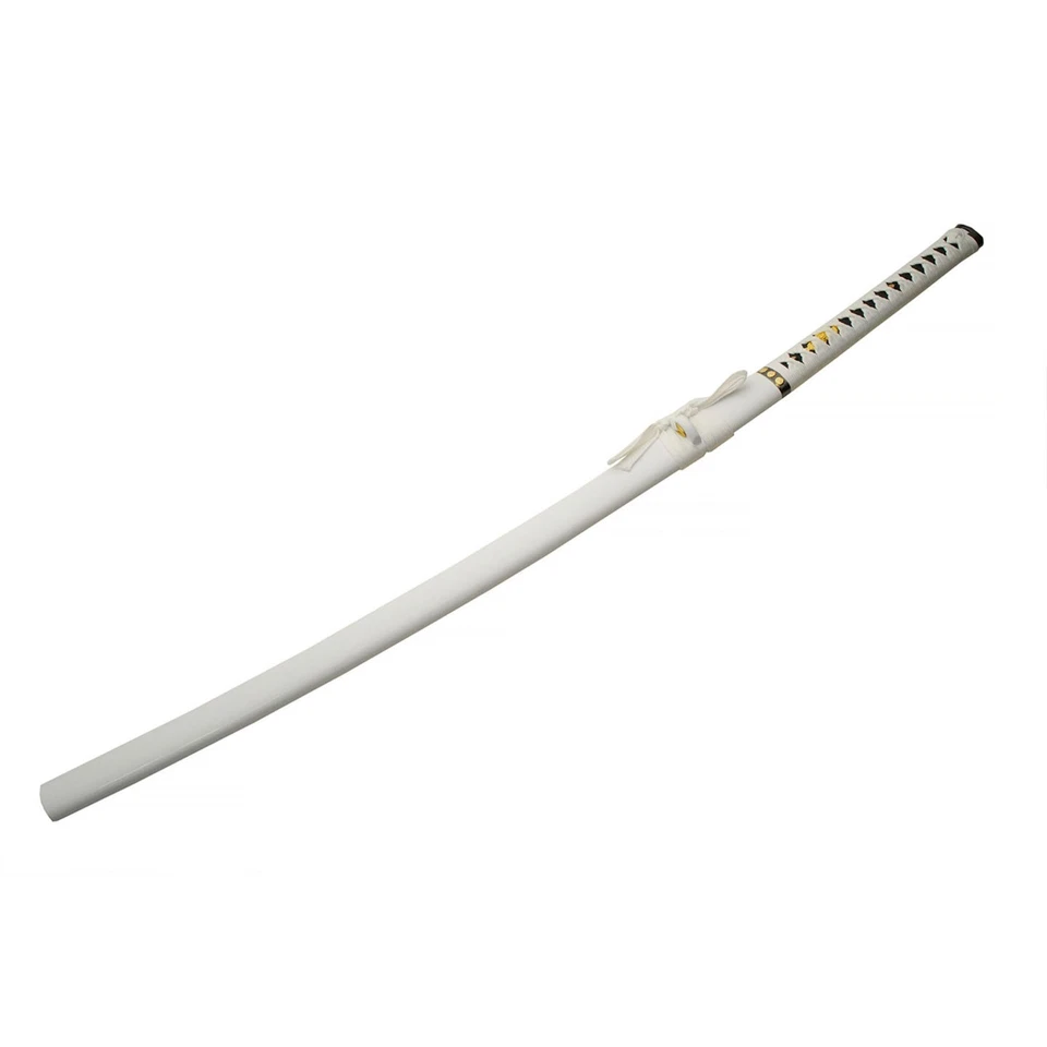41-дюймовый белый/золотой самурайский меч томоэ с ножом козука, деревянной подставкой и набором ножен - Изображение 3 из 4