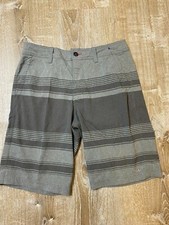 O'Neill Board Shorts Size 32 Surf Swim black gray stripes stretch EUC