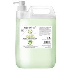 Hand Sanitiser Gel Sanitizer 70% Alcohol - 5L + Pump - Aloe Vera - Ocean Free