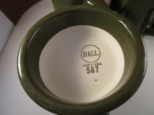 Vintage Hall China Waldgrün & Weiß 4er Set Tassen Becher Steine - Bild 4 von 4