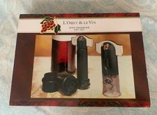 L'Objet & Le Vin Wine Sommelier 4 pc Set Corkscrew Sealer Stoppers