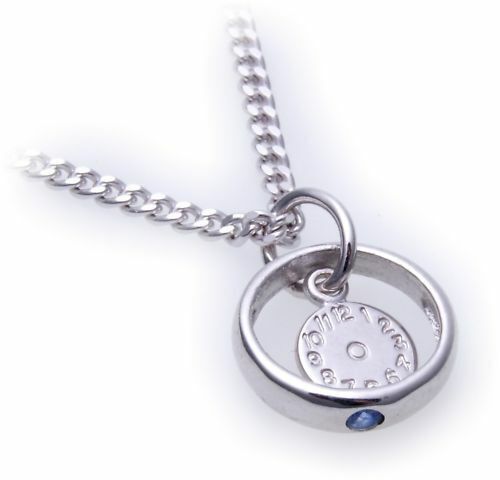 Taufring mit Uhr Safir Saphir echt 585 14 karat Weißgold poliertQualität Neu - Picture 1 of 2