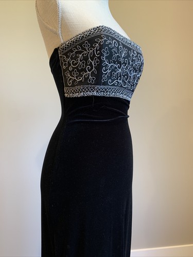 Y2K Años 90 Vestido de terciopelo Negro con Essica Mcclintock - Imagen 5 de 10