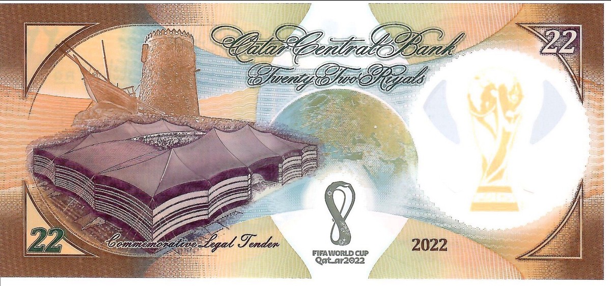 Qatar 22 Riyals, 2022, P-39, UNC, Polymer, Commemorative
