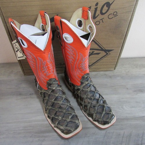 Stivaletto uomo Fenoglio punta quadrata Arapaima western - tabacco rustico/arancione - FB0010 - Foto 3 di 5