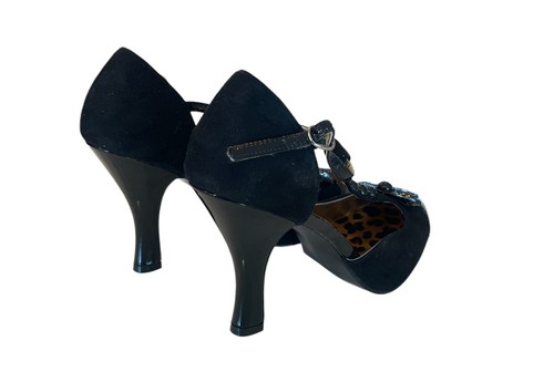 Pin Up Couture Women High Heel Shoes Size 8 Retro Black - Picture 4 of 9