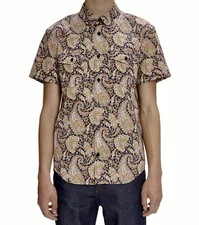 A.P.C. Chemisette Jim Short Sleeve Printed Shirt, Size XXL, (Flaw)