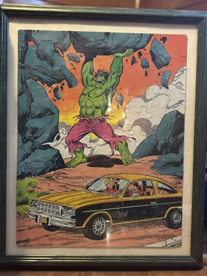 1980 The Incredible Hulk- Marvel 100 Large Piece Jigsaw Puzzle Whitman-Framed