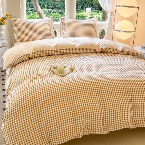 Checks Printed Floral Duvet Cover Pillowcase Bedding Set Bed Sheet Quilt Cover - Bild 11 von 29
