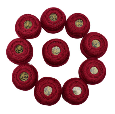 Red Rose Thread Red Rose Crochet Cotton Threads Yarn Ball Soft Hand Embroidery Crafting ...