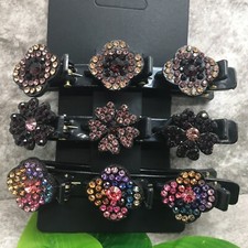 3 PC 4  Sparkling Crystal Braided Hair Clip Set New Free Ship 130