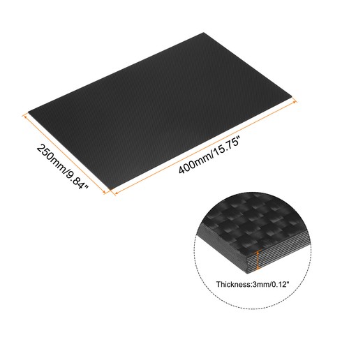 1 Pcs Carbon Fiber Sheet 400x250x3mm Glossy Surface Plain Weave Panel Sheet - Picture 2 of 6