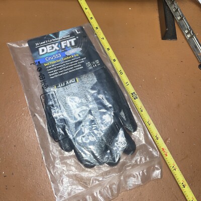 DEX FIT Cru553 3D Cut Resistant Gloves - Level 5 Cut Protection Grey Size L Fish
