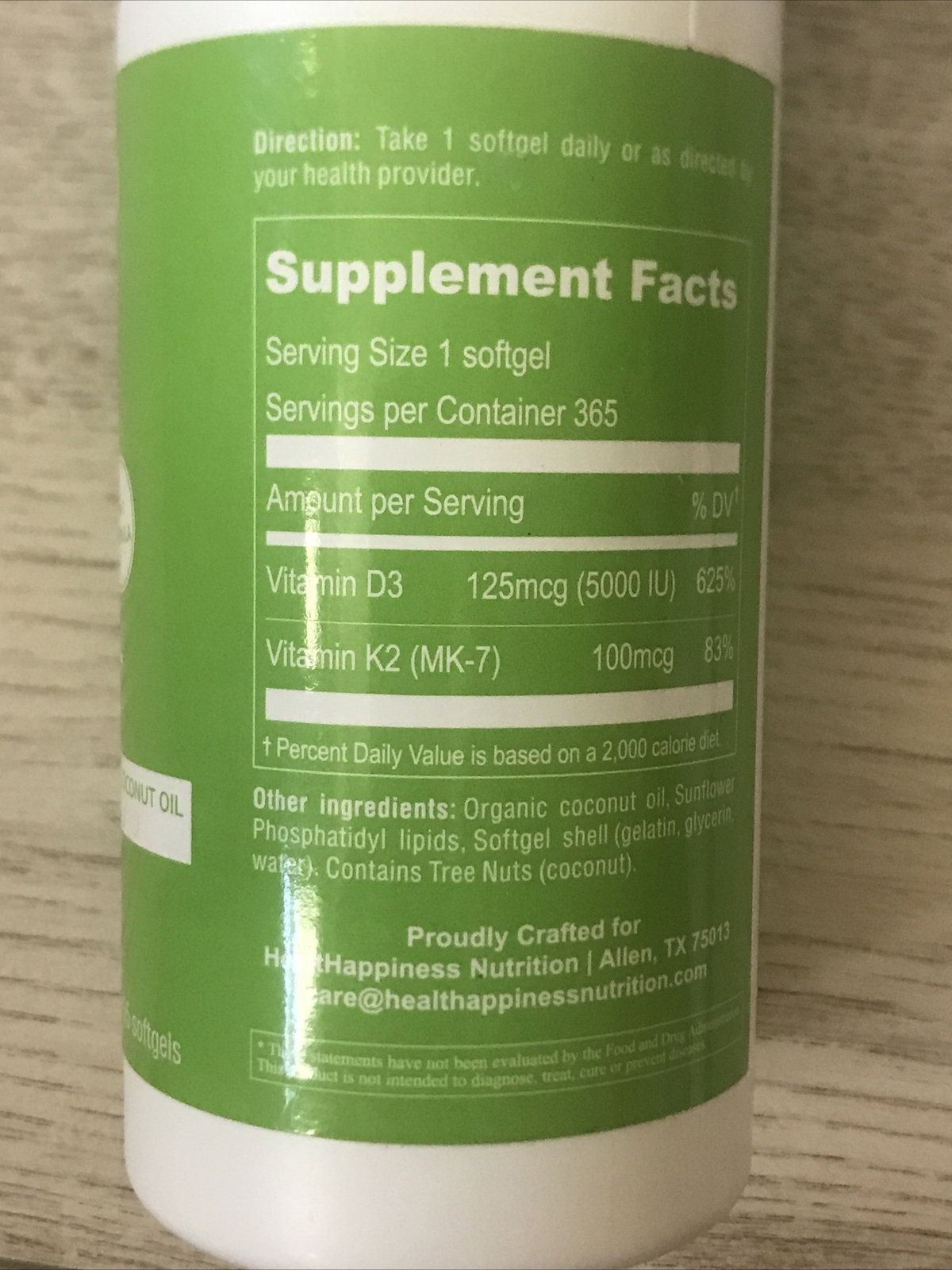 Upnourish Liposomal Vitamin D3 K2 MK7 365 Softgels VIT D3 5000 IU