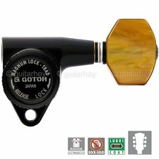 NEW Gotoh SG301-P8 MGTB L3 R3 Set Locking Tuners SMALL AMBER Buttons 3x3 - BLACK