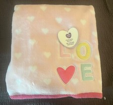 Parents Choice Baby Blanket Hearts Pink Plush WORD LOVE Walmart girls NEW 30x40