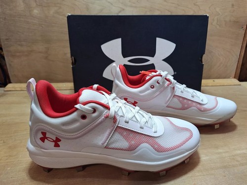 Under Armour Glyde MT Metal Softball Cleats Women’s White Red 3024328-102 8-9 - Picture 3 of 10