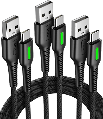 USB C Cable, [3 Pack] 3.1A QC 3.0 Fast Charging Type C Cable, [1.6+6.6+6.6Ft] Ny - Photo 1 sur 11