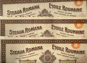 ROMANIA LOT OF 3 SHARE 500 LEI WITH coupons 1927s 540