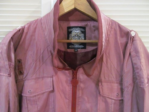 LIVE MECHANICS WELL ESTAB Sz 4XL Mens Windbreaker JACKET / COAT Red Stripe - Picture 2 of 13