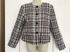 At Womens Size 14 Pink Black White Check Long Sleeve Suit Jacket Smart Work