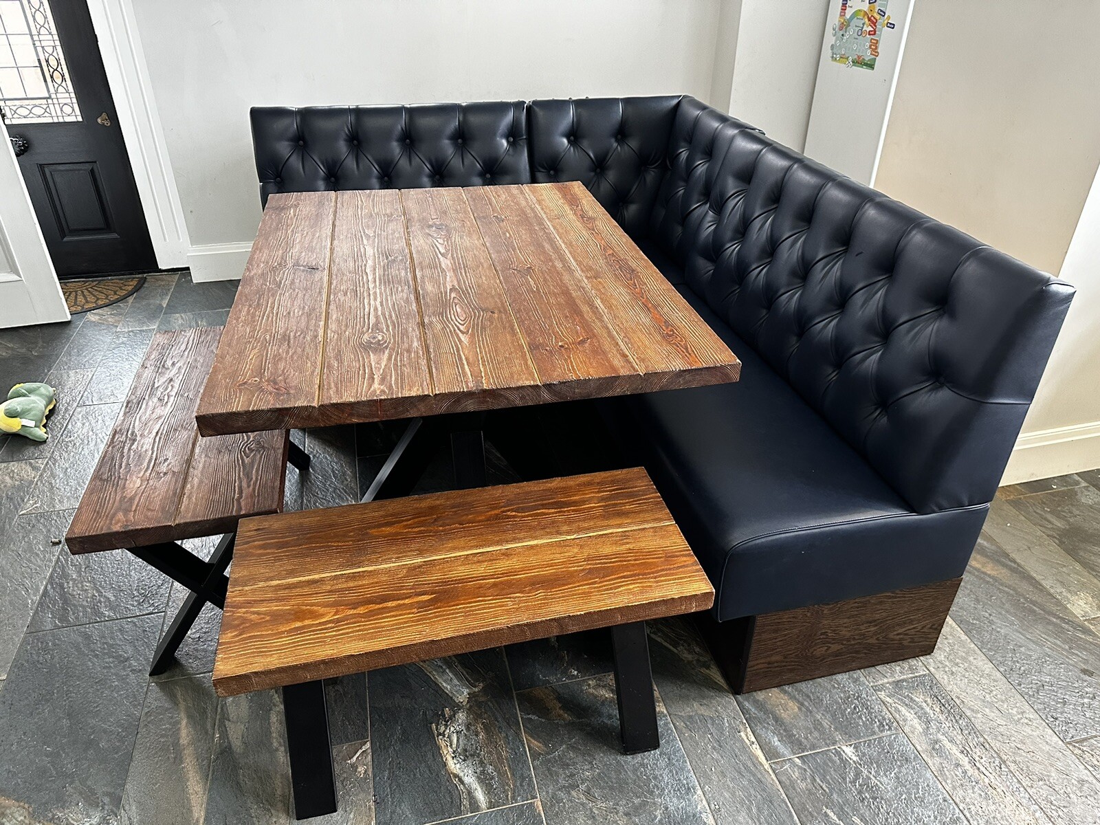 Modular Deep Buttoned Banquette Seating With table & Wooden Benches eBay