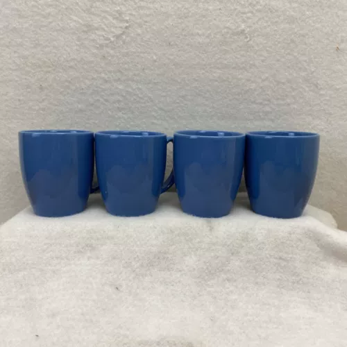 Corelle Solid Blue Stoneware Coffee Mugs. 12 Oz Set Of 4 No Chips Or Cracks