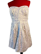 American Eagle Outfitters Strapless Cream & Gold Pattern Mini Junior Dress Sz 12