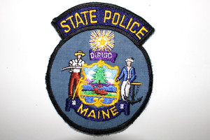 Vintage Maine State Police Patch Retired Cheesecloth Backing 4 1/2 in.