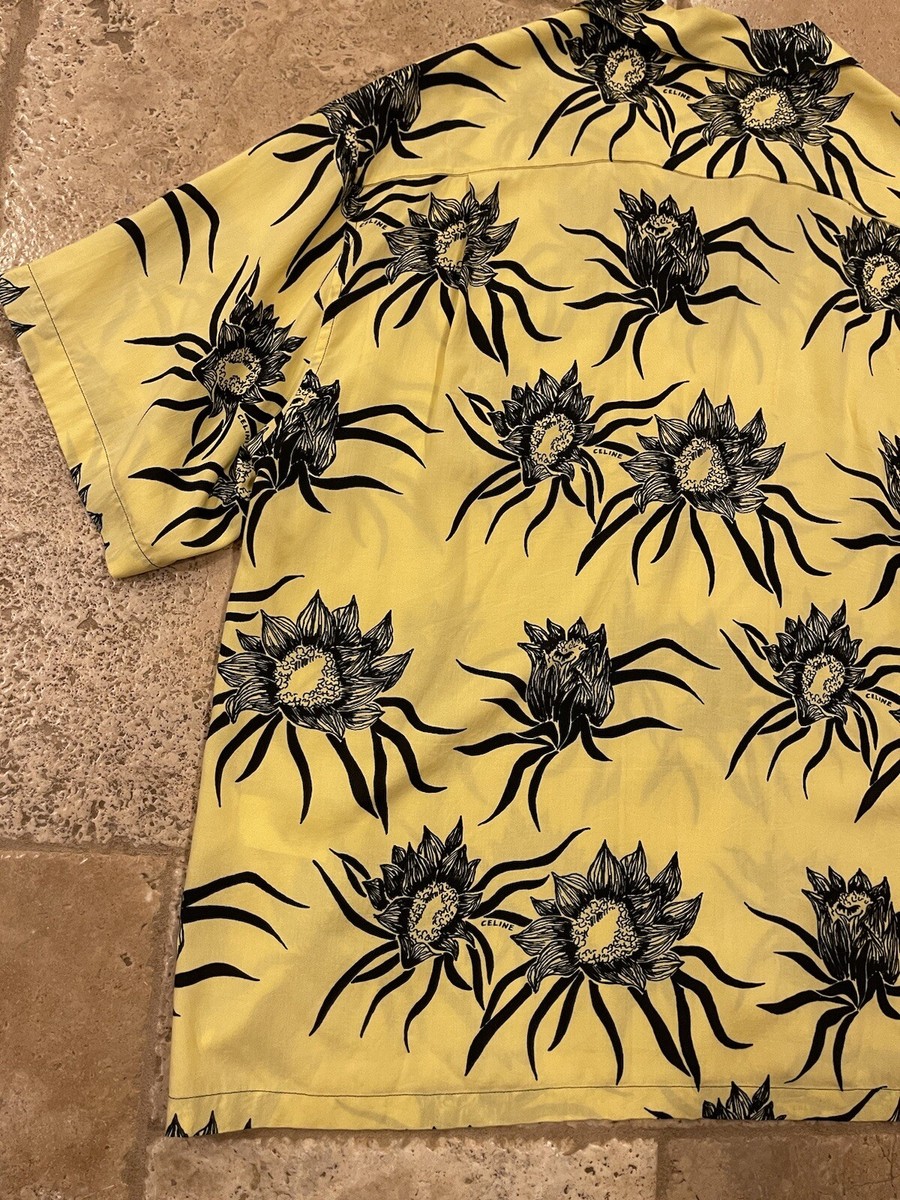 Celine x Hedi SS21 Hawaiian Shirt Hibiscus Yellow Flower