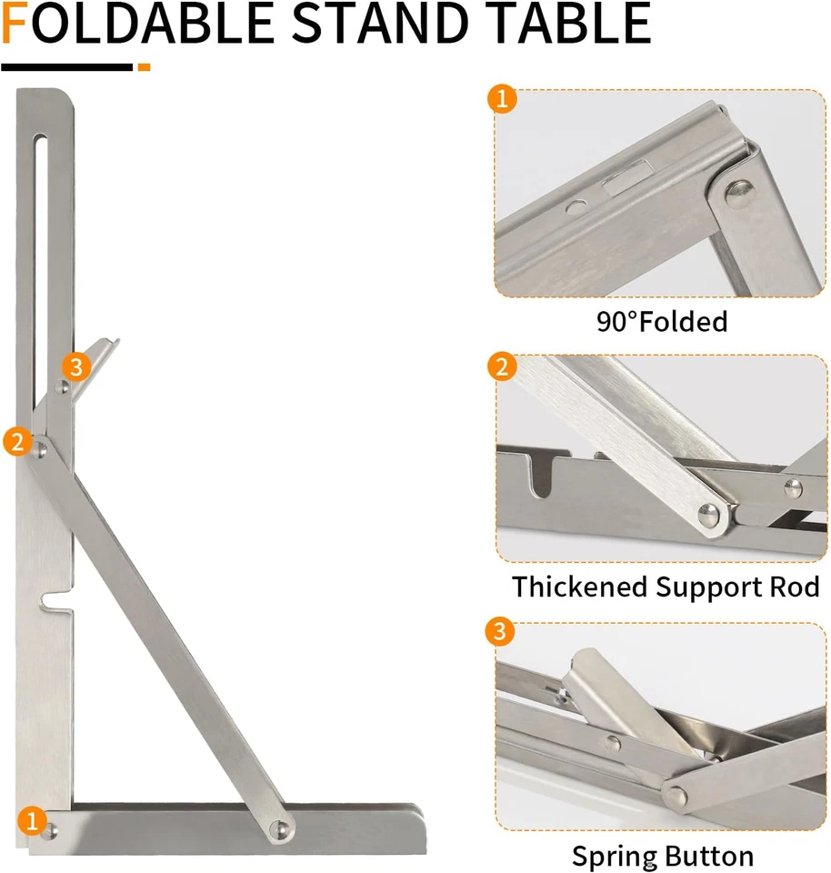 Staffe per Mensole Pesanti Pieghevole 400Mm, Reggimensola a Scomparsa in 2 Pezzi - Immagine 3 di 4