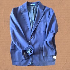  595 Deadstock Polo Ralph Lauren Haberdashe Men Blue Wool Blazer Sport Coat 42R