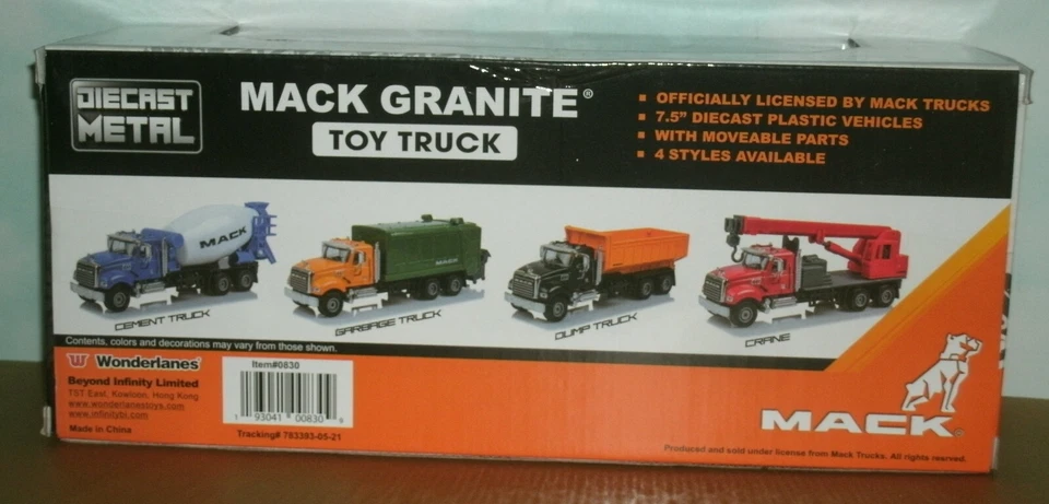 Camión mezclador de cemento de granito Mack escala 1/50 (8") Wonderlanes juguete #0830 Foto 4 de 4