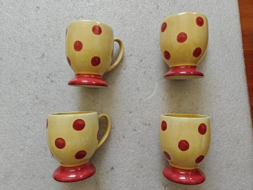 4x Southern Living at Home Gail Pittman Siena Footed Mugs Polka Dot