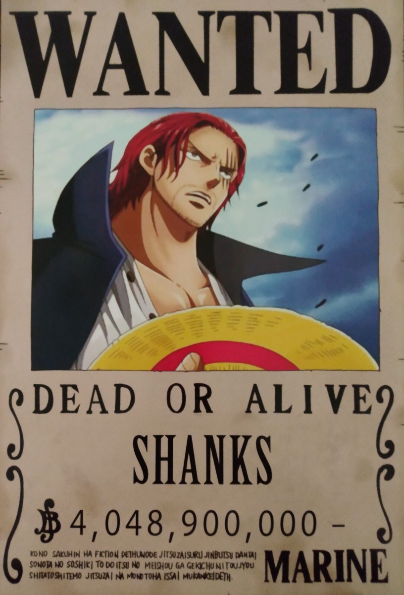 Wanted Dead Or Alive Shanks Marine Anime Poster One Piece