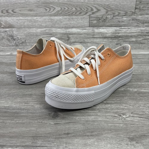 orange and white platform converse