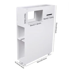 Slim Bathroom Storage Cabinet Floor Standing Toilet White Narrow Cupboard Shelf
