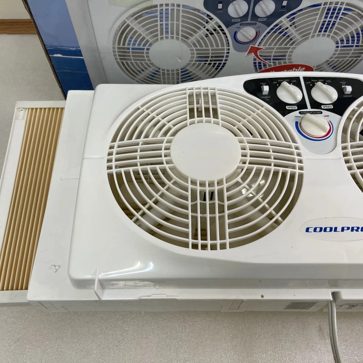 Twin Window Fan 8-Inch W/ Thermostat White Up To 2,000 Sq Ft | eBay