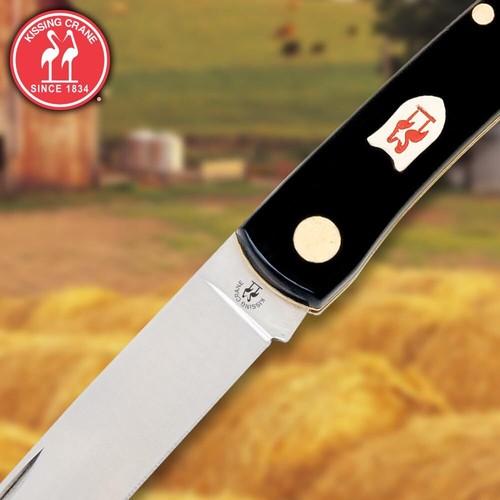 Kissing Crane Black Pocket Farmer Knife | 3" Stainless Steel Blade - Picture 4 of 4