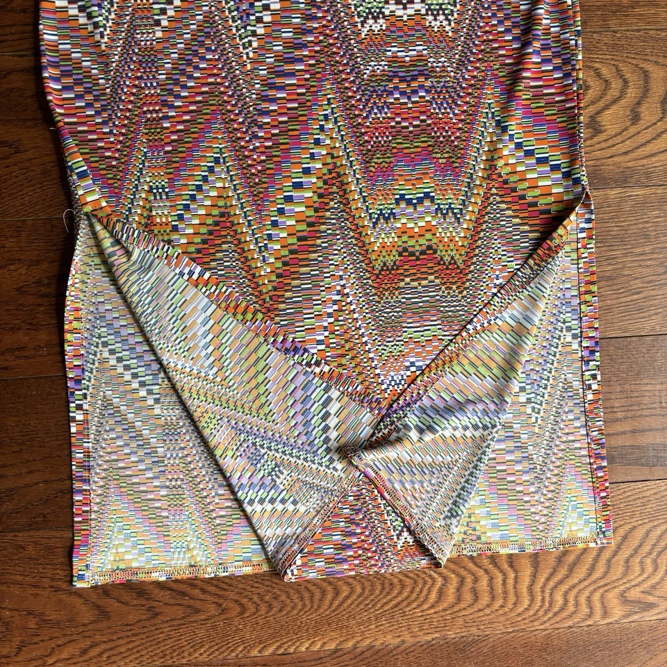 Vestido Halter De Colección Y2K Midi Bodycon Talla S Multicolor Chevron Llave Agujero Hippie MOD Foto 3 de 4