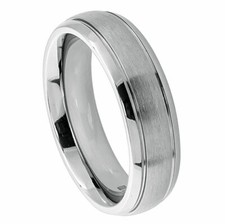 6mm Men's or Ladies Titanium Domed Grooves Brushed Center Wedding Band Ring