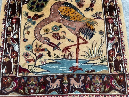 Vintage Hand Knotted Afghan Pictorial Animal Design Area Rug Wool Carpet 4'7x3 - Picture 5 of 11