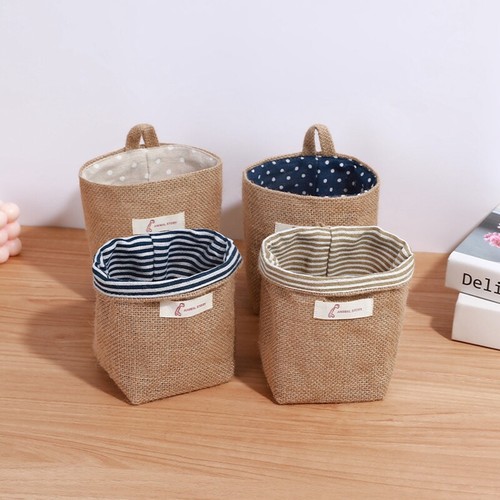 Mini Canvas Hanging Organizer Bag for Bedside Door Wall Mounted Storage - Picture 13 of 25