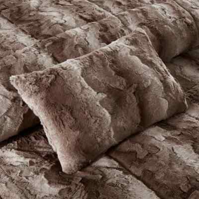 ~ COZY ULTRA SUPER SOFT LUXURY PLUSH FAUX FUR MODERN TAUPE BROWN COMFORTER SET