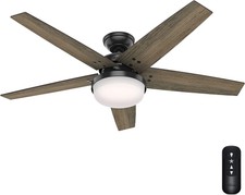 Hunter Fan 52 in Indoor Contemporary Matte Black Ceiling Fan w Light and Remote
