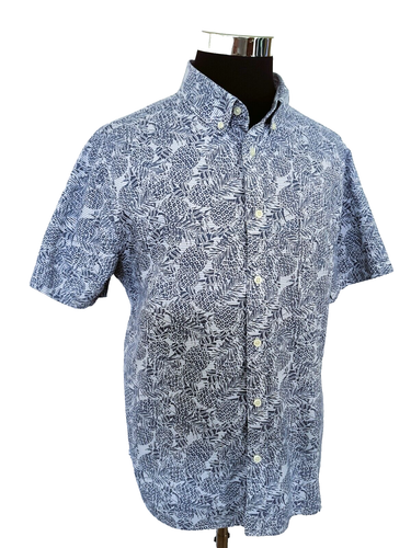 Camisa Goodfellow & Co Para Hombre Talla XL Azul y Blanco Hawaiano Tropical Mangas Cortas - Imagen 6 de 17