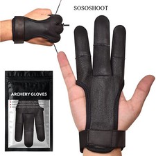 3 DEDOS TIRO CON ARCO PROTEGER CUERO GUANTE FLECHA TIRAR ARCO CAZA TIRO GUANTES